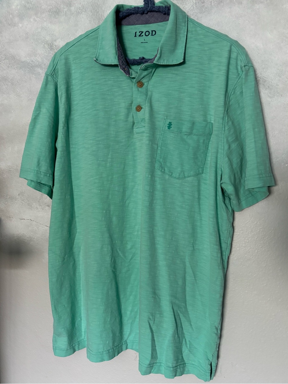 IZOD Short Sleeve Polo Shirt Green Mens Large Preppy Soft Casual Top